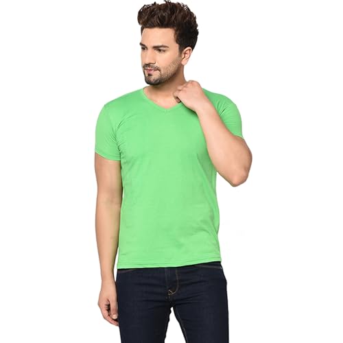 Image of JANGOBOY Men's V Neck Half Sleeve Cotton Blend T-Shirt (Pack of 1)