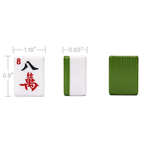 Mahjong Set, White and Green MahJongg Tile Set with Red Case Mahjong Set Large 30mm 144 Tiles 1.18" Acrylic Tiles, Dice and Wind Indicator for American Mahjong Game Set(Mah Jong, Mah-Jong, Majiang)