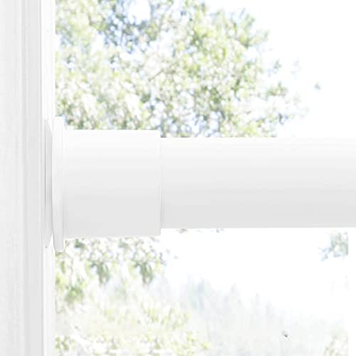 RYB HOME Tension Curtain Rod No Dirll 1 Inch Diameter Rustproof Heavy Duty 28 to 48 Inch Adjustable Short Small Curtain Rod for Cafe Kitchen Living Room Shower Bathroom,Matte White