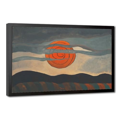 Soleil rouge par Arthur Dove impression sur toile haut de gamme avec cadre suspendu