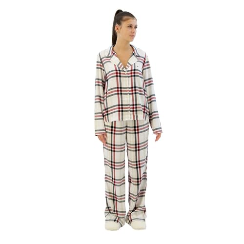 Pyjama et pantoufles flanelle femme Tommy Hilfiger contre le froid hivernal L