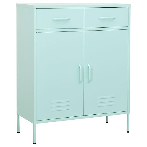 vidaXL Lagerschrank Sideboard Kommode Anrichte Stahlschrank Schrank Beistellschrank Mehrzweckschrank Bücherschrank Standschrank Minzgrün 80x35x101,5cm Stahl