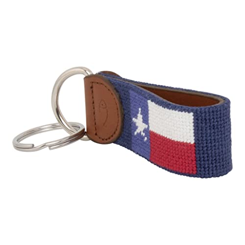 Image of Leather Hand-Stitched Needlepoint Key Fob or Key Chain