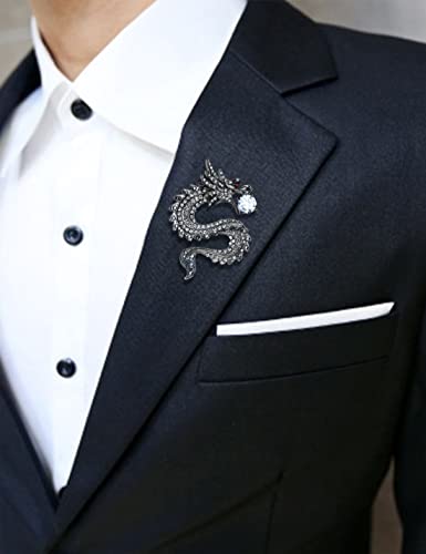 Image of Vintage Crystal Dragon Brooch Lapel Pin Decorative Safety pins for Clothing Rhinestone Animal Brooch Jewelry