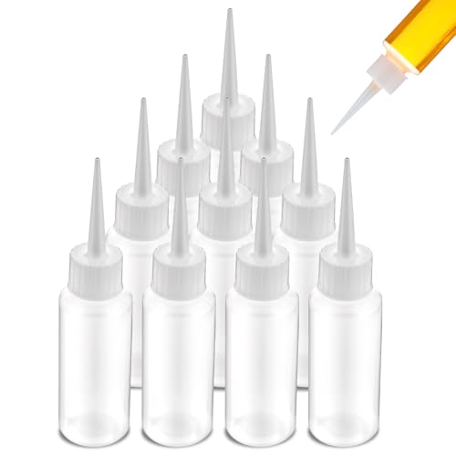 10 Stück 50ml Squeeze Flaschen, Plastik Quetschflaschen Transparent,Liquid Flaschen Leere Quetschflasche Kleine Squeeze Flasche mit 10 Squeeze-Köpfen für Flüssigkeiten,Kleber Dressings Soßen und Öle