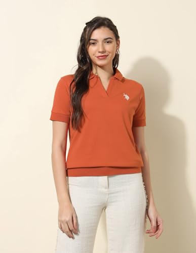 Image of U.S. Polo ASSN. Women's Cotton Solid Loose Fit Polo Shirt