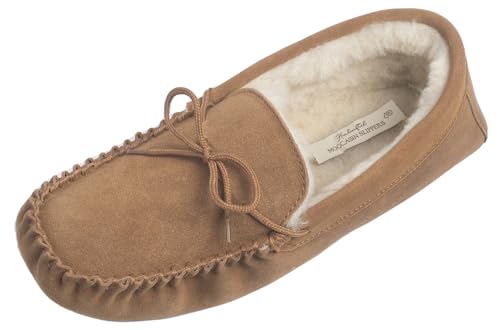 Men's Sheepskin Suede & Lambswool Hand Crafted Premium Moccasins with Soft Sole in Brown (uk_footwear_size_system, adult, men, numeric, medium, numeric_8)