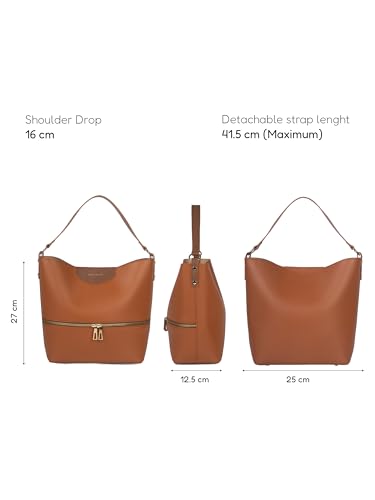 Image of Ophelia Women's Vegan Leather Tote Bag | Structured Top Handle Handbag with Magnetic Closure & Removable Pouch | Spacious Office & Everyday Carry Bag