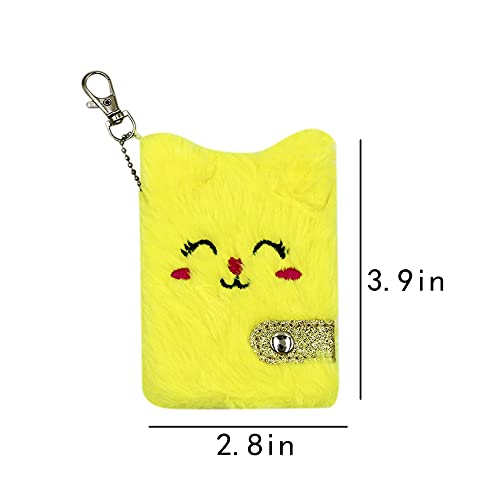 Cute Animal Cat Face Plush Mini Pocket Notebook With Keychain, Fuzzy Writing Drawing Pad Personal Journal Diary Notepad With Blank Inner Papers(2.75’’X3.93’’, 80Sheets/160Pages) #TOP6