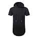 Aiyino Mens Hipster Hip Hop Longline Pullover Short Sleeve Hoodie Shirt US XL Black