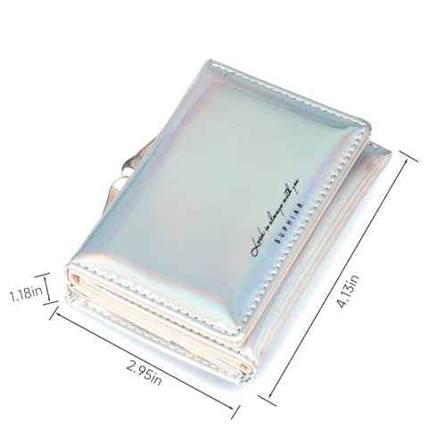 JANKS Small Wallet for Women Mini Laser Card Holder Case Iridescent Holographic Purse with Coin Pocket for Girls Ladies2