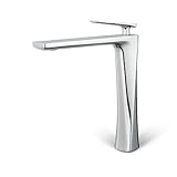 JOMOLA Chrome Tall Bathroom Vessel Sink Faucet for Bowl Single Handle Lavatory Vanity Sink Faucet One Hole Deck Mount Basin Mixer Tap Brass