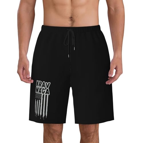 Krav MAGA American Flag Mens Swim Trunks Quick Dry Board Shorts 7" - Hawaii Beach Swimwear4