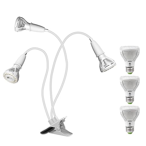 SANSI LED Grow Lights for Indoor Plants, 450W Full Spectrum Clip-on Gooseneck Grow Light with Ceramic Tech.,+SANSI LED Grow Light Bulb for Seeds and Greens, Full Spectrum 10W