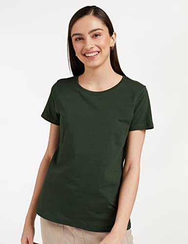 Image of Amazon Brand - Symbol Women Cotton Stretch Regular Fit Round Neck Half Sleeve T-Shirt (Available in Plus Sizes)