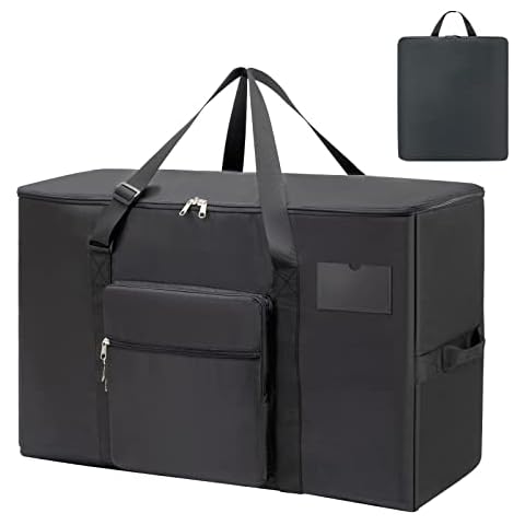 BERTASCHE Moving Bag Storage Tote w/ Lockable Zippers & Adjustable Carrying Strap for Clothes Moving College Extra Large (90L, Black) Cover