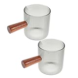 Pichet à expresso : poignée en bois, bonne résistance à la chaleur, ne vous brûlera pas, le bec de la tasse est pratique pour verser du lait et du café, récipient à crème en verre