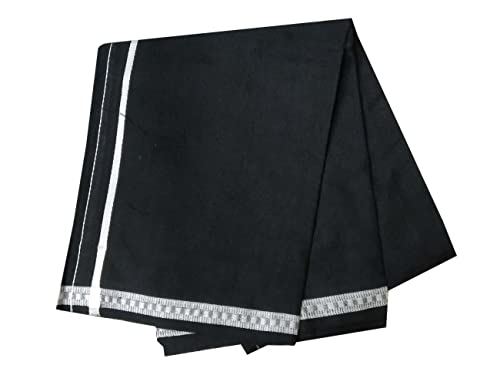 Men's Cotton Lungi Sarong Mundu Dhoti Kaili India Ethnic Dress Solid Colors (Black)2