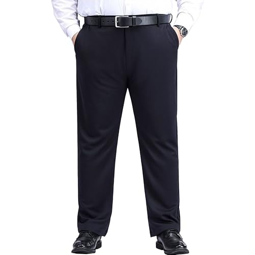 Men's Oversize Casual Dress Pant Lightweight Relaxed Fit Straight Trousers for Men Big Tall Stretch Flat Front Golf Pant Blue