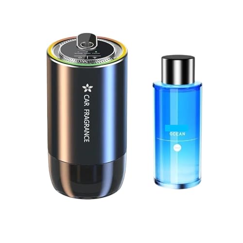 車用芳香剤 スマートフレグランスディフューザー 1000mAh アロマ加湿器 星空ライト 香りディスペンサー 車内アクセサリー(With 50ml Ocean)