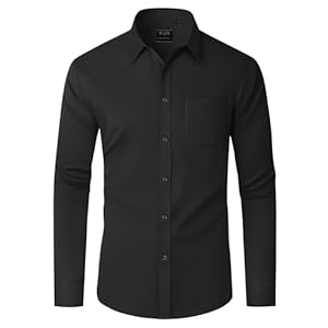 J.VER Mens Dress Shirt Stretch Plain Business Casual Long Sleeve Formal Shirt with Pocket S-6XL