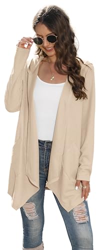 Image of VIISHOW Womens Lightweight Casual Hoodie Cardigans Open Front Waffle Knit Long Sleeve Outwear Coat with Pockets