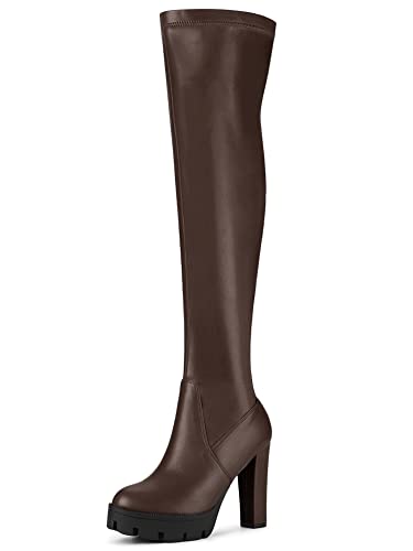 Bottes hautes compensées café pour style urbain chic 38