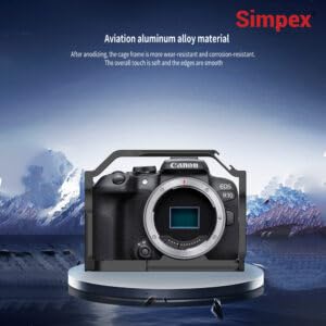 Image of Simpex Camera cage EOS R10 Custom-fit, Full Access to Ports, Multiple Accessory Threads, Dual Cold Shoe mounts