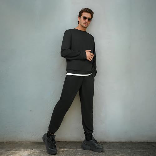 Men Tracksuit 2 Piece Long Sleeve Pullover Outfits Casual Sweatshirt & Jogging Sport Suit Sets with Pockets3