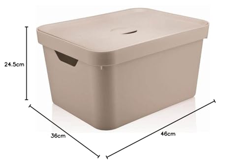 Caixa Organizadora Cube G com Tampa, Ou, Bege