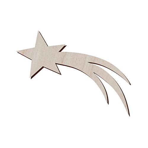 Juego de 10 estrellas de tiro de madera para manualidades y decoración – colgante de estrella fugaz – estrella fugaz en blanco – decoración de estrellas fugaces, 12.7x9.4 cm