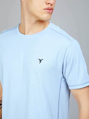 Image of TECHNOSPORT Men's Slim Fit Polyester Activewear Sports T-Shirt with Moisture-Wicking Comfort for Workout, Running & Gym