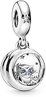 Pandora Moments Women's Sterling Silver Always by Your Side Owl Cubic Zirconia Dangle Charm for Bracelet