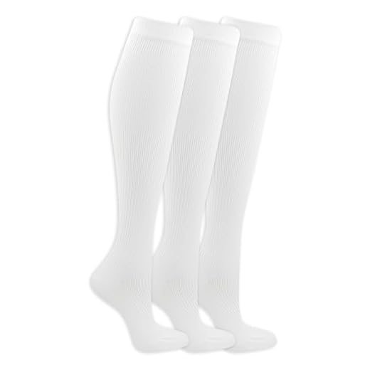 Dr. Scholl's Women Travel Compression Knee High - 3 Pair Packs Energizing Comfort And Fatigue Relief Socks, White, 4-10 US