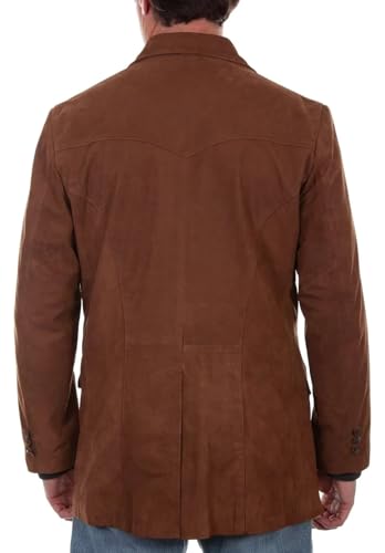 Men's V Neck Suede Blazer 2-Buttons Business Classic Faux Leather Jacket with Pockets2