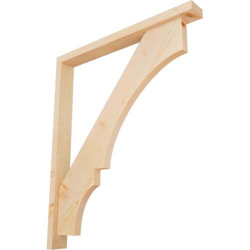 3 1/2"W x 32"D x 38"H Balboa Block Smooth Bracket w/Offset Brace, Douglas Fir