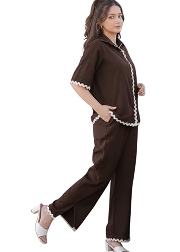 Image of SHIENZY Women 2 Piece Co Ord Set | Stylish Lounge Set | Casual Summer Outfit | Relaxed Fit Matching Set | Trendy Vacation Outfit for Women