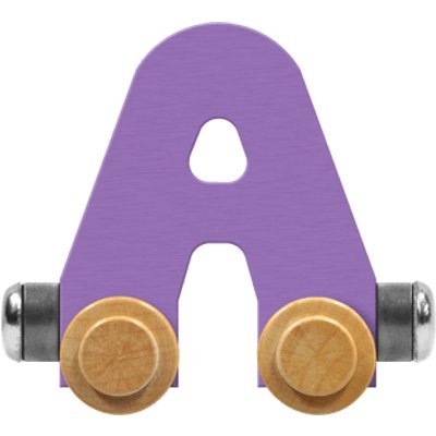 Maple Landmark NameTrain Pastel Letter Car A - Made in USA (Lavender)