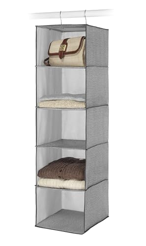 Whitmor Hanging Accessory Shelves 5 Open Sweater Shelves Crosshatch Gray