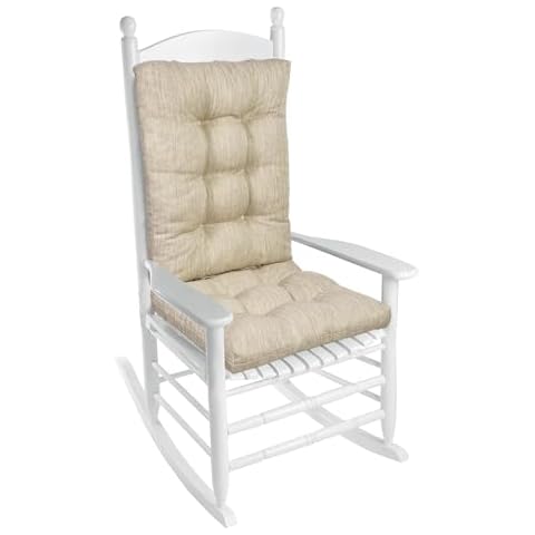 baibu Set of 2 Non-Slip Rocking Chair Cushion, Dual-Layer Patent Design Memory Foam Set of Seat & Back Cushion with Ties for Indoor Rocker, 19.5” x 19.5” x 2.5", Beige Cover