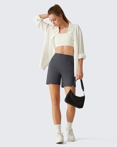 Image of G4Free EverGoing Women's Casual Shorts High Waisted 4'' / 5'' Comfy Shorts with Pockets for Yoga Workout Lounge