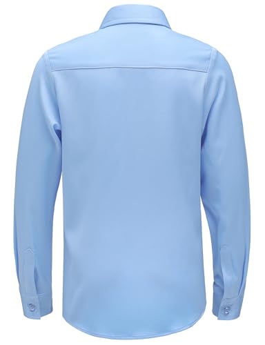 Boys Stretch Wrinkle Free Dress Shirts Button Down Shirt Long Sleeve Formal School Uniform Shirts 12 Light Blue2
