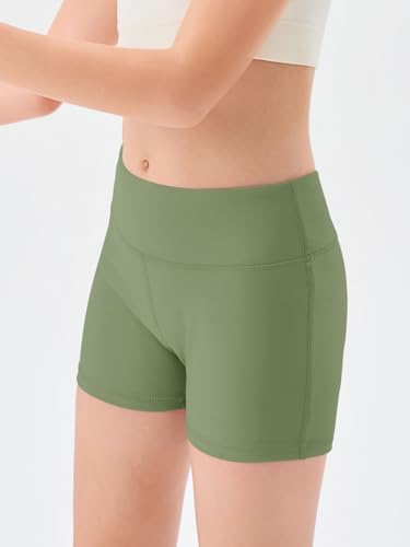 Image of Haloumoning Girls Athletic Shorts Kids High Waisted Yoga Dance Biker Shorts Comfy Gymnastics Shorts 5-14Y