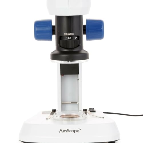 Image of AmScope DM745 Series Digital Microscope for Industrial Inspection - 0.7X-4.5X Magnification - Includes Camera & 9-Inch Screen - Dual LED Lighting - On Track Stand