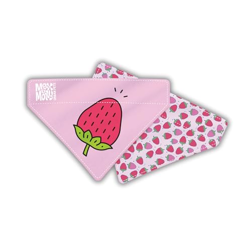 Max & Molly Wendehalstuch aus Stoff für Hunde und Katzen, um Bandana sicher an Ort und Stelle zu halten (rosa Erdbeeren, Mittelgroß)