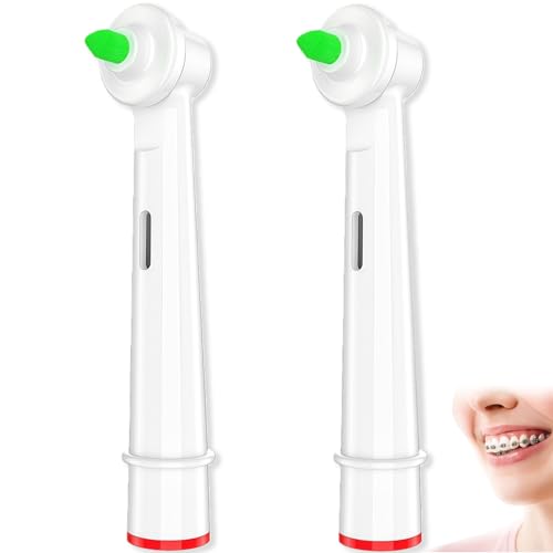 2PCS Interspace Toothbrush Replacement Heads Suitable for Braun Oral-B Tooth Brush Heads for Cleaning Braces Back Teeth Bridges & Crevices