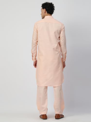 Image of Men's Traditional Pathani Kurta Salwar Set, Red, Long Sleeve, Collared Neck, Cotton Blend, Ethnic Wear