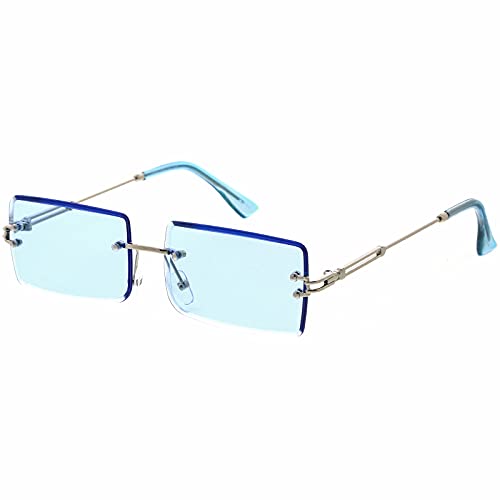 zeroUV - Luxe 90s Inspired Full Rimless Metal Accent Medium Square Sunglasses 57mm2