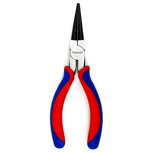 INGDAUM® Rundzange, 160 mm, mit 2-Komponenten-Griffen blau-rot für Reparaturen, Montagen, Biegen und Schneiden