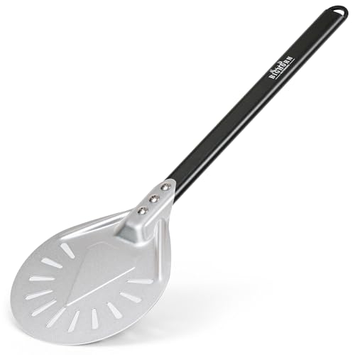 BIG HORN OUTDOORS Pizza Peel - 7-Inch Pizza Turning Peel with Non-Stick Anodized Aluminum for Effortless Pizza Turning&Baked - Perfect Pizza Oven Accessories
